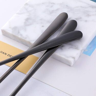 Набір довгих ложок для лате макіато та десертів із нержавіючої сталі 304, 20.5 см, 8 шт, чорні
