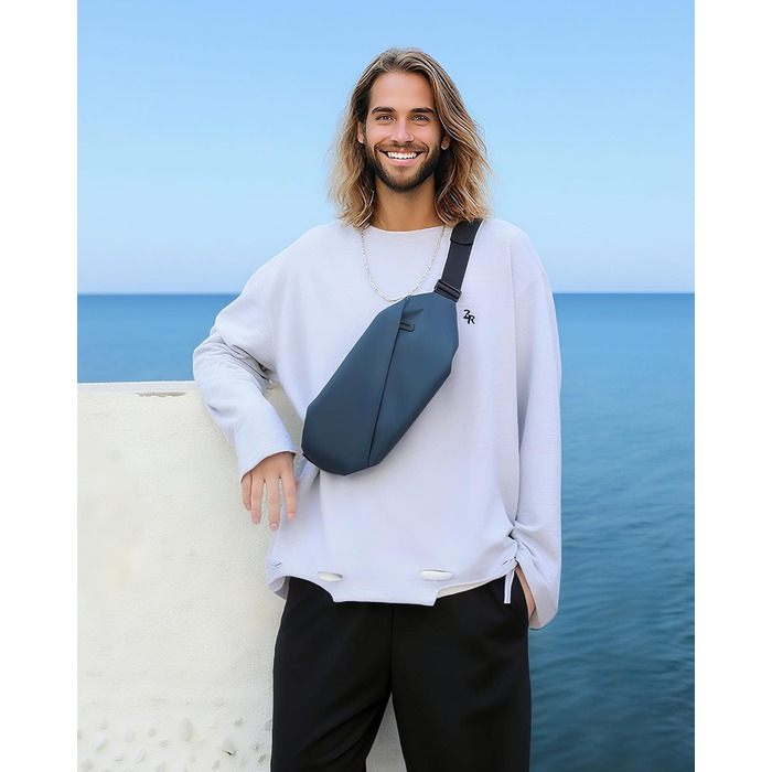 Чоловіча/Жіноча бананка з PU шкіри, водонепроникна, для спорту, подорожей, бігу, трекінгу, стильна темно-зелена (темно-синя, велика)