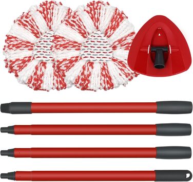 DLAIMI Replacement Mop Heads for Turbo 3-in-1, Floor Wiper Set Compatible with Vileda EasyWring&Clean, Mop Replacement Cover, 2 Mop Heads +1 Handle +1 Mop Base for mop, Mop Set Accessories