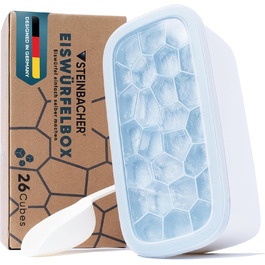 STEINBACHER® Premium Ice Cube Box | Large Ice Cube Container + Silicone Ice Cube Tray in Tested Food Grade Quality (Set) BPA-Free & Dishwasher Safe - Perfect for Drinks & Baby Food (Arctic Blue)