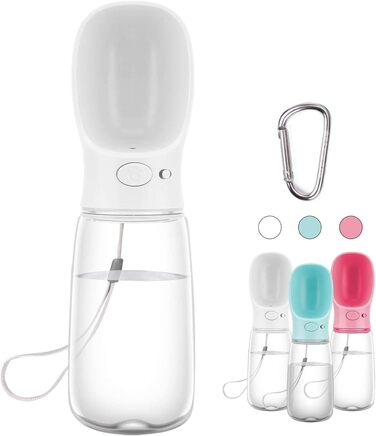 Турботрінка для собак на ходу, 550 мл, BPA-free, витокозахисна, біла