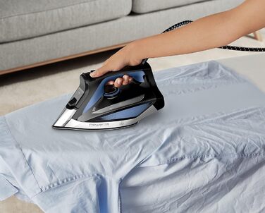 Rowenta DW7320 Everlast Anticalc Steam Iron | 2700 Watts | 45 g/min continuous steam output | 220 g/min steam boost | Drip stop | Antiscale system | 300 ml water tank | Black/Blue 220g/min steam boost - 400 steam vents