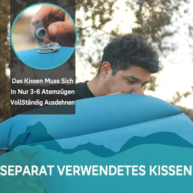 Clostnature Килимок для кемпінгу самонадувний – 3.8/5/7.6 см товщини, для відпочинку на природі, спорту, трекінгу, зимового відпочинку, блакитний