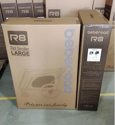 Beberoad R8 Pro - велика розкладна коляска для собак, чорна. Підходить для собак до 45 кг, нерухомих та вагітних. Сумісна з велосипедом та авто.