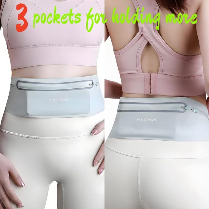 Пояс для бігу з водонепроникним, регульованим, еластичним ремінцем, кишеня, стійка до поту, для телефонів та різних розмірів талії, велика місткість, біг, тренування, на відкритому повітрі (Рожевий)