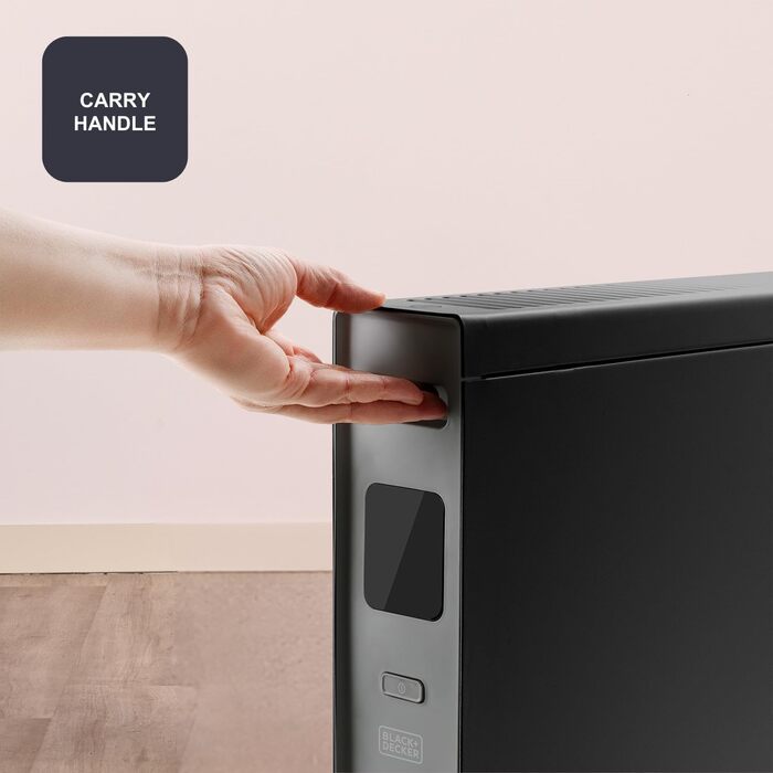 Електрична керамічна стінова панель Black+Decker BXWSH2000E з цифровим термостатом, 2000W, програмована, з пультом керування та LED-дисплеєм, PTC-система