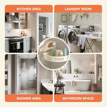 Поличка для душу Lekesky без свердління, кутова, з міцними присосками, алюміній, нержавіюча сталь, знімна, для ванної кімнати, кухні, орендованого житла (2 шт., кремовий колір з тримачем для рушників)