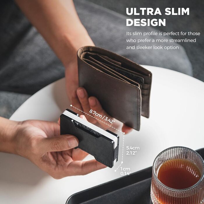 Клатч-органайзер для карт чоловічий VULKIT з металевою кліпсою для грошей, RFID захистом, тонкий, зелений (ретро шкіра чорний)