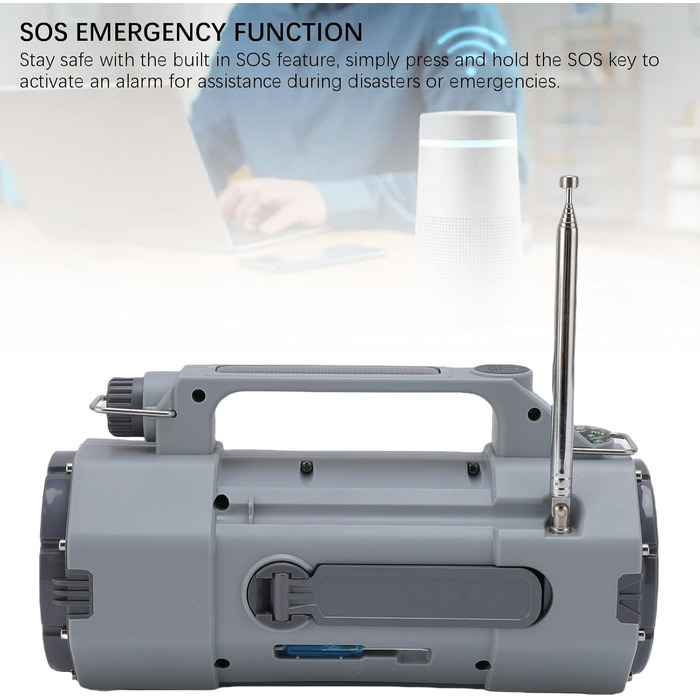Сонячний радіоприймач з ручним заводом Cuifati Notofio 5000mAh з AM/FM/SW/VHF/WB NOAA, USB-C, Power Bank, SOS, ліхтарик для кемпінгу та виживання