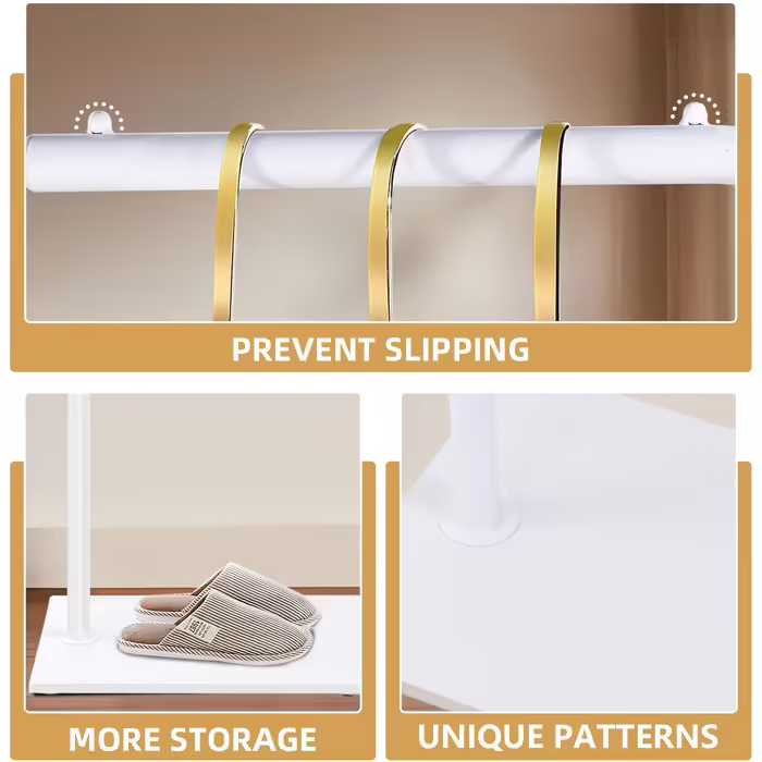 Metal Clothes Rack, White Coat Rack, Coat Rack with Slate Shelf, Suitable for Clothes, Hats, Bags, Living Room, Bedroom, Office, 178CM high