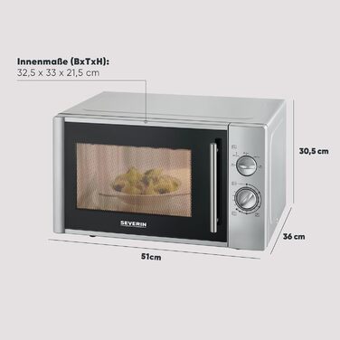 Мікрохвильова піч Severin 2-в-1 з грилем 700 Вт, 28 л, сірий, MW 7771