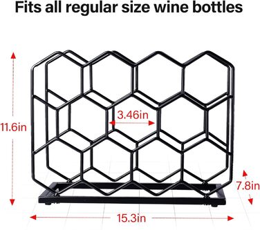 Drincarier Countertop Wine Rack, 14 Bottles, Freestanding, Modern Gold Metal, Pantry, Wine Bottle Storage (Bottles) (Black)