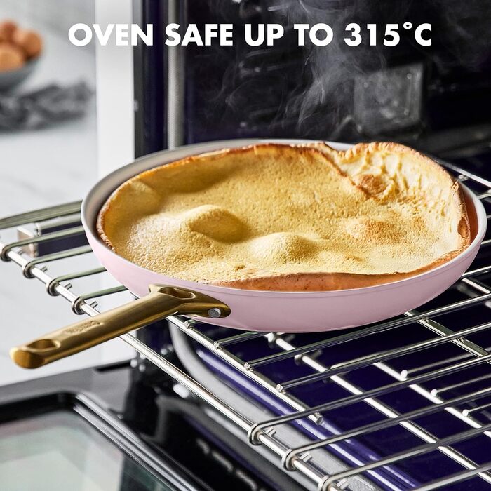 Набір сковорідок GreenPan Reserve з керамічним антипригарним покриттям (20 та 26 см), індукційні, для духовки, без PFAS, золотий ручка, блакитний & рожевий (для мами)