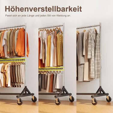 Комерційний вішак для одягу HOKEEPER на Z-підставці, вантажопідйомність 250 кг, міцний вішак для важких речей, регульована штанга для одягу на колесах, 58x159x220 см