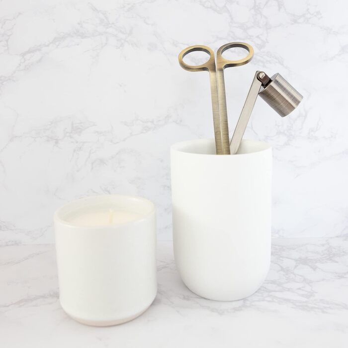 Airy Abode Candle Accessory Set with Candle Snuffer and Wick Trimmer, Gold Brushed