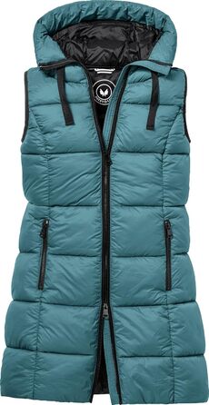 Стьобана жилетка PATSY & LOU з капюшоном, довга жіноча жилетка з двостороннім блискавкою, приталена модель для витонченої фігури, тепла та терморегулююча, розмір 36-48, колір Petrol