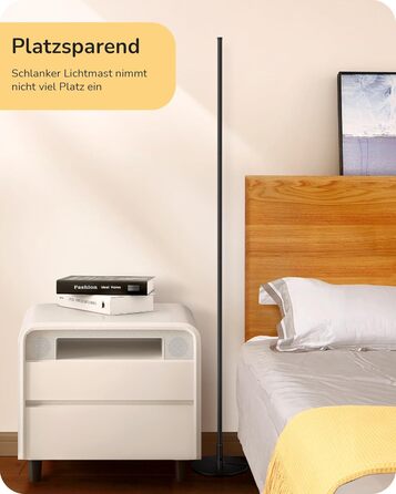 LED торшер Edishine 2 шт. з димуванням, тепле світло 3000K, регульована висота 146 см, для вітальні, спальні, офісу, чорний