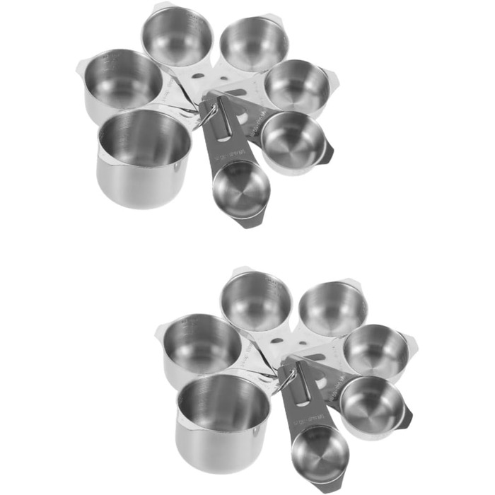 Cieeo 2-piece measuring cup and spice set. Large measuring cup, easy to use, schnapps cup, gold ladle, measuring cup for measuring, teacup, stainless steel, silver.