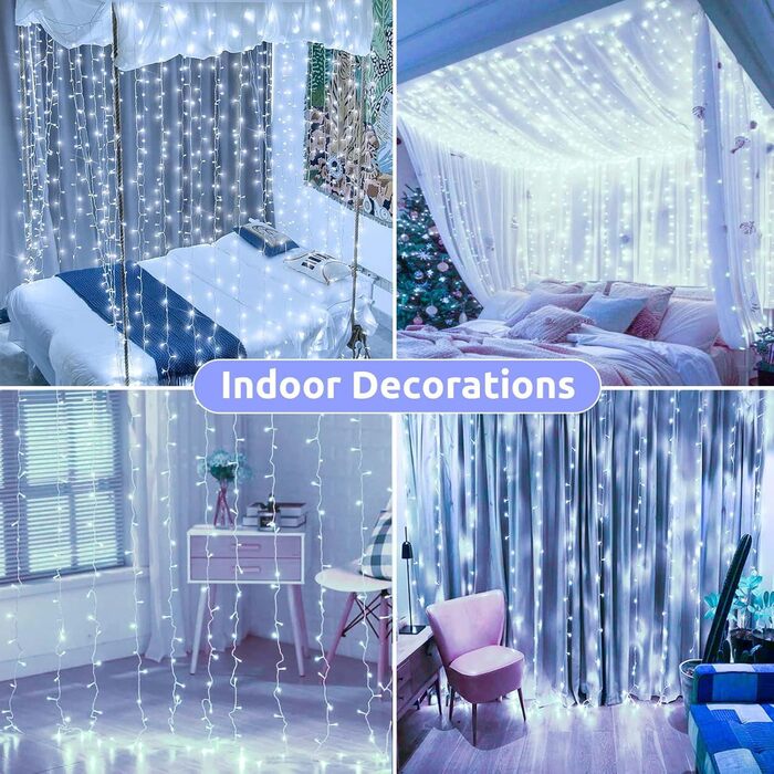 Льодогенератор Joycome 3м x 3м з 300 LED, 8 режимів, вологостійкий, для дому, балкона, вечірки, шматку, теплий білий