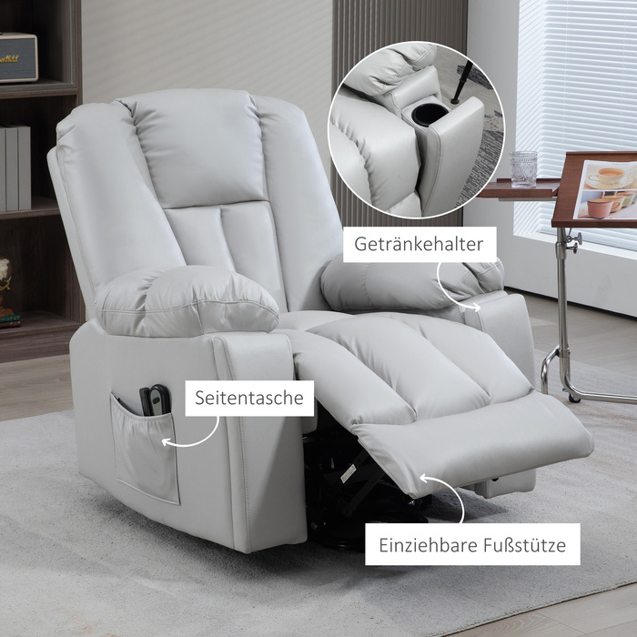 HOMCOM Power Lift TV Chair with Assistance, Reclining Chair with Lie-flat Function, Vibration Massage, Spring Pocket Coil Massage Chair | Aosom