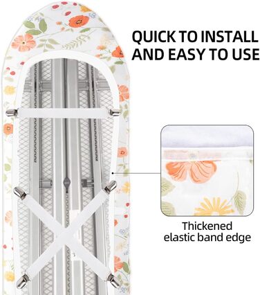 Чохол для гладильної дошки, бавовна 100%, тришаровий, потовщений, 110-125 x 30-42 см, жовтий