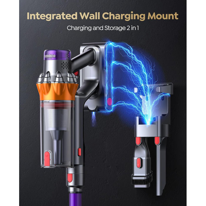 Бездротовий акумуляторний пилосос 550W, 45KPA, для дому, 60 хв роботи, з док-станцією, автоматичний режим, знімна батарея, сенсорний екран