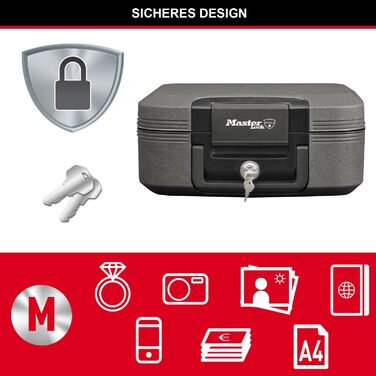 Master Lock Waterproof Safe with Key - 5L Fireproof & Waterproof Travel Safe Box for Documents & Valuables
