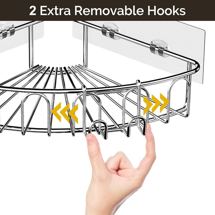 Orimade Corner Shower Shelf, No Drilling Required, Adhesive Shower Shelf - Stainless Steel - SUS304 Shower Shelf - 2 Pieces