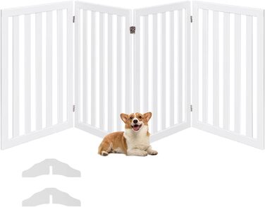 Захисний бар'єр для собак Costway, 89 см, 4 панелі, дерев'яний, розкладний, для дітей, захист від сходів, білий