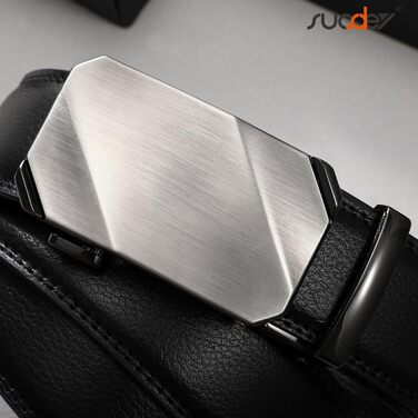 Чоловічий шкіряний ремінь SUOSDEY з автоматичною пряжкою, 35 мм, регульований без дірок, 115/130 см (чорний)