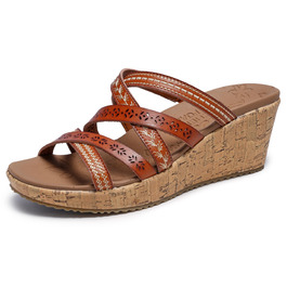 Сандалі жіночі Skechers Beverlee-Tiger Posse на танкетці, 40 EU, Duraleather бежеві