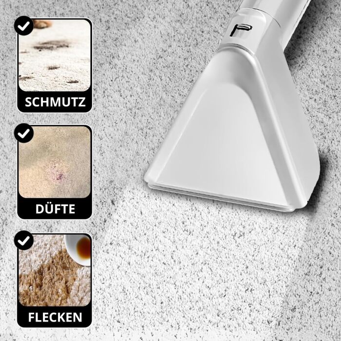 Портативний пилосос для чищення килимів Powell Waschsauger 450W, 13kPA, для килимів, диванів, автомобілів (сірий)