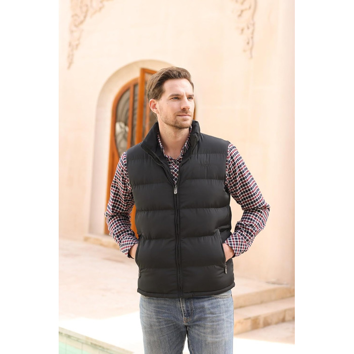 Стьобана жилетка чоловіча Allthemen з коміром-стійкою, спортивна, легка, чорна, XL