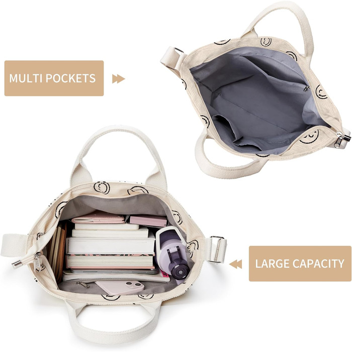 Сумка жіноча KALIDI Cord Shopper: велика сумка на плече для школи, роботи, щоденних покупок (Whitesmile)
