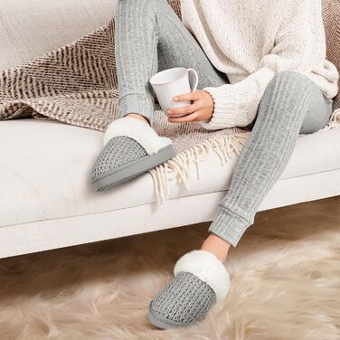 Тапочки жіночі зимові теплі PIZZ ANNU з плюшем, антиковзаюча підошва, платформа, з Memory Foam, для дому/на вулицю (42/43 EU, сірі)