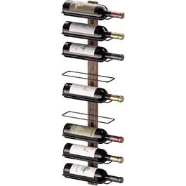 B4Life Wine Rack, Bottle Rack, Wall Wine Rack for 9 Wine Bottles, Wooden and Metal Wall Wine Rack, Black Hanging Wine Bottle Shelves