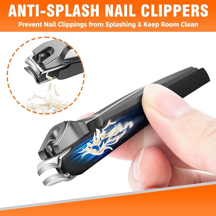 Професійний нігтеріз для нігтів, DRMODE для товстих нігтів, для людей похилого віку, з широким отвором, гострий, з похилою клинком, довга ручка (чорний)