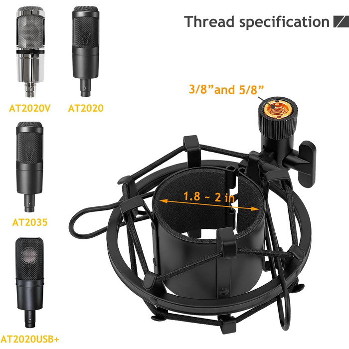 Стійка для мікрофона AT2020 з поп-фільтром та демпфером вібрацій, сумісна з AT2020, AT2020USB+, AT2035, ATR2500X, AT2020V