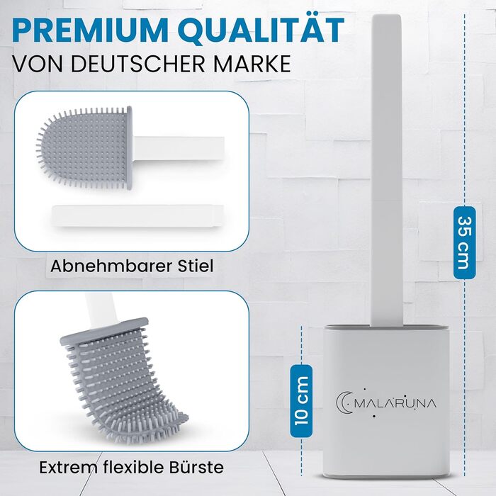 Силіконова щітка для унітазу - комплект для кріплення на стіну, гнучкий гігієнічний насадок, чорний, білий, сірий колір, щітка для туалету