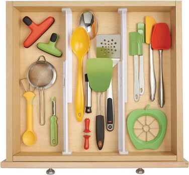 mDesign Adjustable Drawer Organizer – Practical drawer organizer for cabinets and dressers – Flexible plastic drawer divider – 8-piece set – grey and black (White)