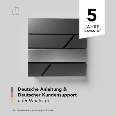 Сучасна поштова скринька антрацит з газетницею, настінна, персоналізована з гравіюванням (без гравіювання) - нержавіюча сталь, стійка до УФ-випромінювання, з монтажним комплектом