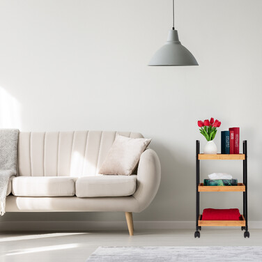 Relaxdays Bamboo Serving Trolley with 3 Tiers