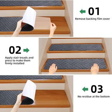 Килимки на сходи YISUN 15 шт., самоклейні, антиковзні, 20x65 см (Сірий). Для дітей, літніх людей та собак. Для внутрішнього та зовнішнього використання.