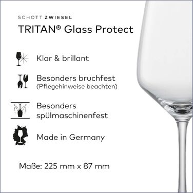 Бокали для червоного вина SCHOTT ZWIESEL Tulip, набір 4 шт, тритан-кристал, для вина, вироблено в Німеччині, можна мити в посудомийці