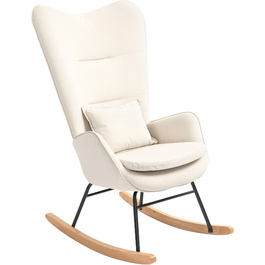 HOMCOM Rocking Chair Glider Armchair, Still Chair with Velvet Look, Rocking Chair with a 120 kg Load Capacity for Bedrooms, Living Rooms, Cream White | Aosom