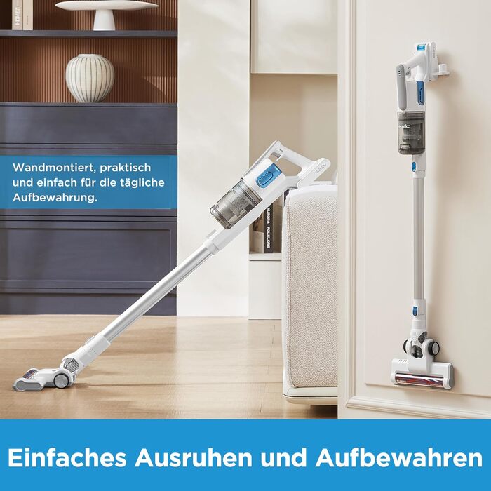 Eureka BR5 Slim Cordless Vacuum Cleaner, Lightweight, 2-in-1 Stick Vacuum with Brushless Motor, 250W Strong Suction Power, Quiet Cordless Vacuum for Hard Floors and Carpets