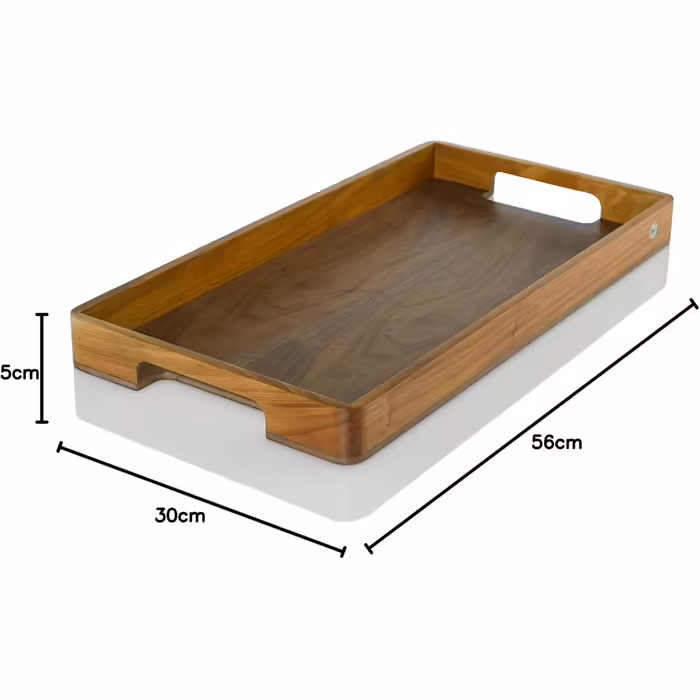 Ad Hoc Serving Tray Serve Smart | large wooden tray | serving tray with handle made of high-quality acacia wood (walnut veneer base) | serving platter 56x30cm | no bamboo