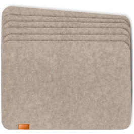 Miqio® - Design felt table placemats | Brand label made of genuine leather | Set of 6 placemats (beige) washable | Felt mat table coasters placemats wipeable