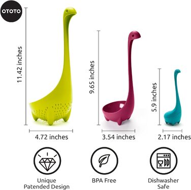 Набір кухонних гаджетів OTOTO Nessie: силіконовий черпак і чайний фільтр, харчовий термостійкий матеріал, без BPA