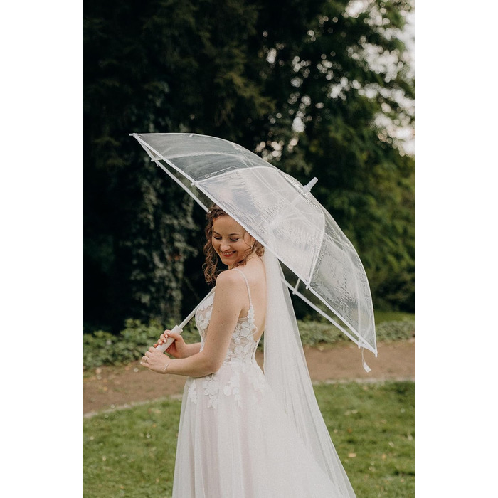Montagsliebe Transparent Wedding Umbrella - Large 124cm Clear Parasol for Couples